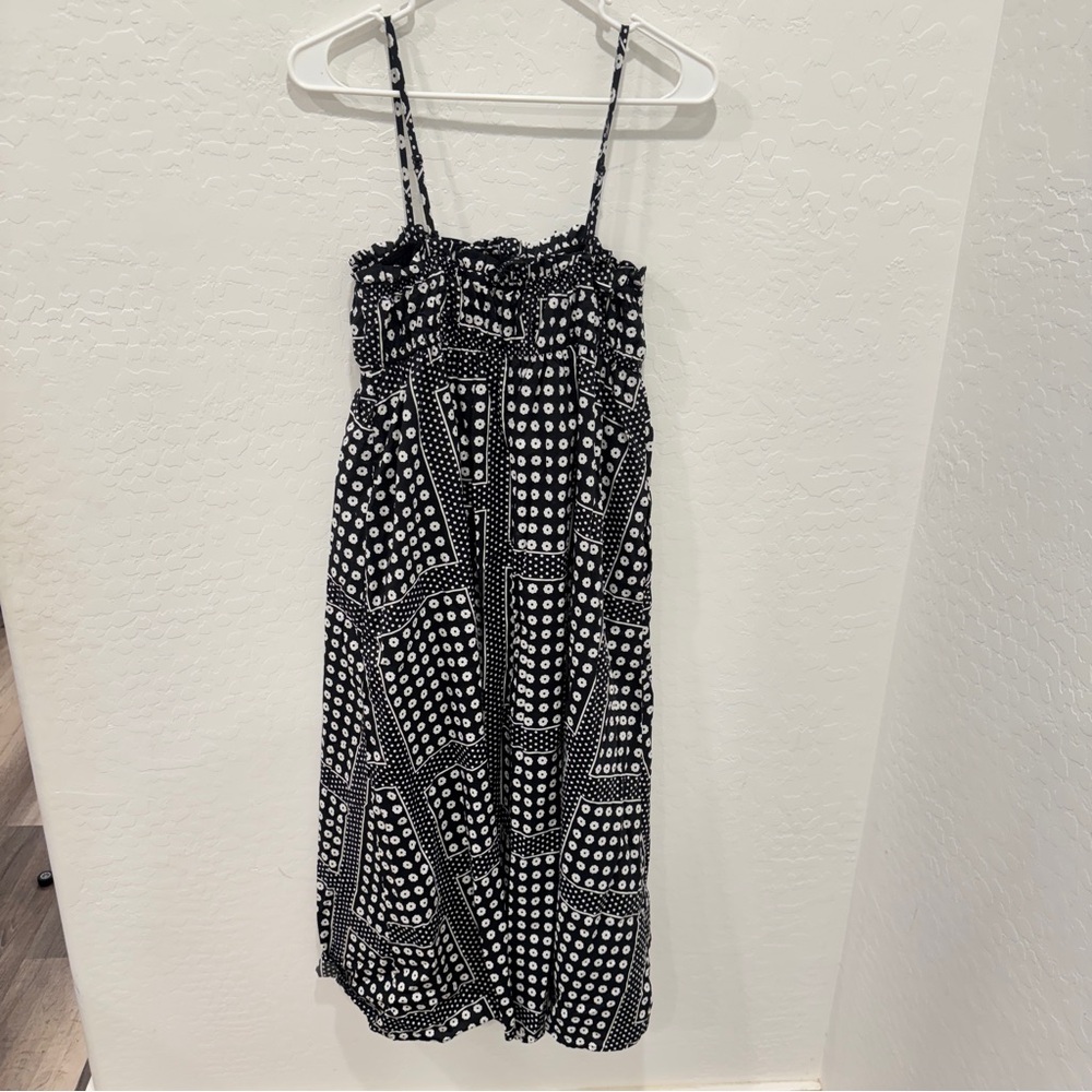 English Factory Audrey Midi Dress XS Black White Geometric Sundress Babydoll - Picture 5 of 9